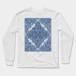 Denim Blue Lace Pencil Doodle Long Sleeve T-Shirt